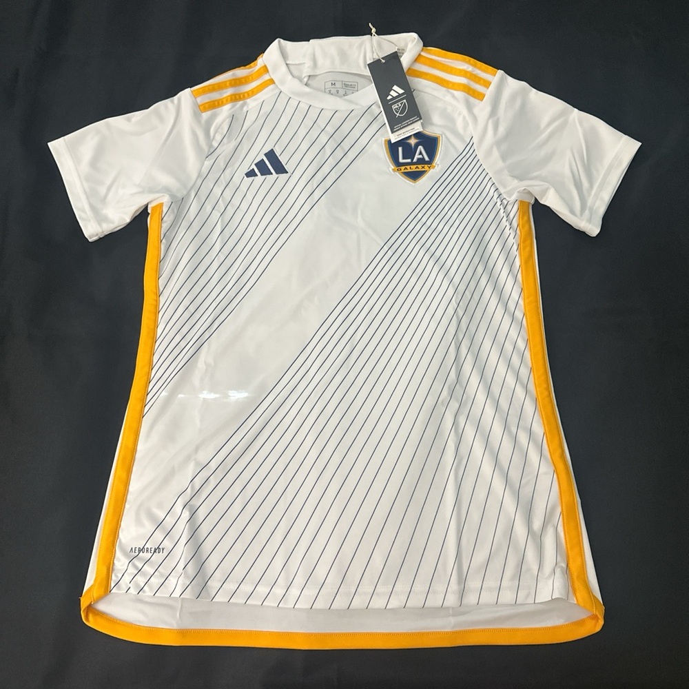 adidas LA Galaxy White & Gold Short-Sleeve Soccer Jersey